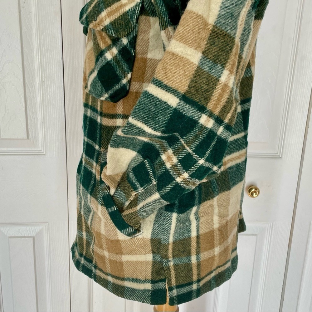 Vintage 1970’s Wool L.L. Bean Green and Tan Plaid Jacket - Picture 5 of 8
